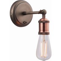 Hal 1 Light Wall Aged Pewter Aged Copper Plate E27 - Aged Pewter Effect