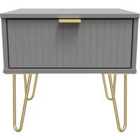 Linear Ready Assembled 1 Drawer Bedside Cabinet with Legs - Dusk Grey