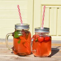 Reusable Plastic Drinking Straws - Red Stripe - Red