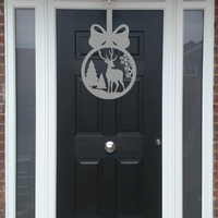 Christmas Stag Front Door Sign - silver