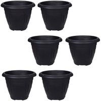 33cm Black Round Plastic Venetian Planter - Black / 6