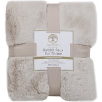 Rabbit Faux Fur Throw - Mink / Medium
