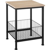 Side Table Grimsby with Integrated Storage Basket - Industrial Wood Light, Oak Sonoma