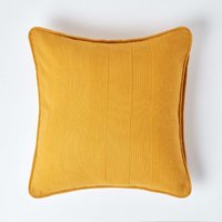 Homescapes Cotton Rajput Ribbed Cushion Cover - Mustard / 45cm