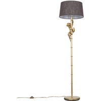 Hanging Monkey Animal Quirky Modern Gold Floor Lamp With Grey Shade - Grey