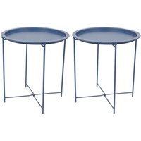 Round Steel Tray Tables - Pack of 2 - Blue