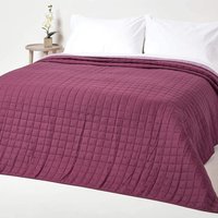 Cotton Quilted Reversible Bedspread - Lavender-Damson / Single