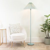 Akira Fabric Pleated Shade Slim Floor Lamp with LED Bulb - Blue
