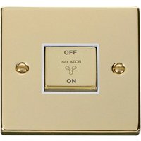 Polished Brass 10A 1 Gang Ingot 3 Pole Fan Isolation Switch - White