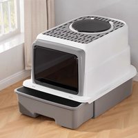 Large Top-Entry Covered Cat Litter Box with UV Sterilizer - Grey