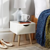 Home Source Boden 1 Drawer Bedside Table Bedroom Storage Unit - White