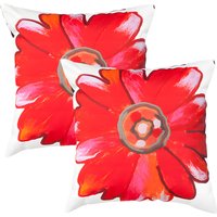 Printed Outdoor Scatter Cushion Garden Furniture Decorative Pillows - Daisy Red / 2