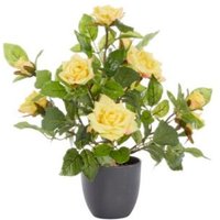 Artificial Regent Yellow Rose Plant - Yellow,Green,Grey