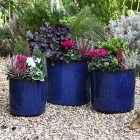 Glazed-Effect Cylinder Planter - Ocean Blue / 3 / 36cm