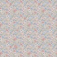 Ditsy Gardenia Wallpaper in Soft Blue and Sage on Soft Pink - Blue