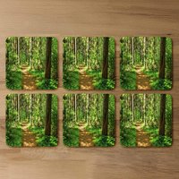 Woodland path Designer Coaster Set - Green