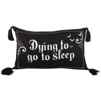 Dying to Sleep Satin Cushion Gothic Girly Bed Sofa Decor - Black
