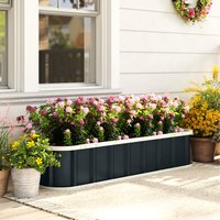 Outsunny Galvanised Raised Garden Bed with Glove - Grey