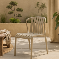Ollioules Putty Grey Slatted Outdoor Dining Chair - Grey