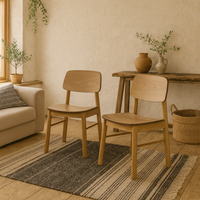 Quietwood Oak Dining Chairs, Set of 2, Matt Oak Look, Scandinavian Style - Natural