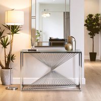 Amella Console Table With Silver Finish Frame - Silver