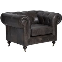 Victor Dark Grey Brown Leather Chesterfield Chair - Grey