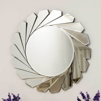 All Glass Stylised Aperture Round Wall Mirror - Silver