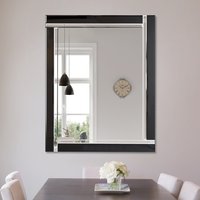 Mirror Outlet Black Double Bevelled All Glass Mirror - Black