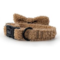 HugglePets Skye & Murphy Teddy Dog Collar & Bow Tie - Caramel, Medium - Caramel / Small