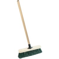 Green 12 Inch PVC Bristle Hard Floor Sweeping Broom With Wooden Handle - Green