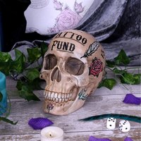 Natural Bone Coloured Traditional, Tribal Tattoo Fund Skull - 16cm