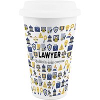 Novelty Lawyer Ceramic Travel Mug - Reusable Drinks Cup Gift - White