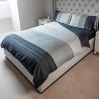 Voltico Grey Panel Duvet Set with Fitted Sheet - Single, Double & King | Size: Single