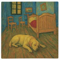 Van Gogh Labrador Glass Hot Pot Stand - Heat Resistant Non-Slip Kitchen Trivet