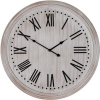 White Wash Clock with Black Numerals - Wood - L4 x W60 x H60 cm - White