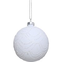Majestic Metallics, White Glittered Swirl Bauble - White Majestic Metallics, White Glittered Swirl Bauble - White