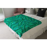 Green Leaves Pattern Blanket - Green