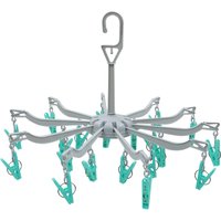 10 Arm Folding Sock Dryer Complete with 20-Piece Pegs - Grey