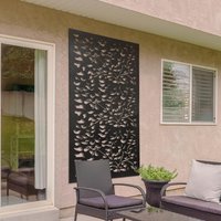 Amarelle Extra Large Metal Leaf Design Garden Screen - Black