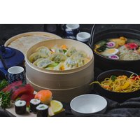 KitchenCraft World of Flavours Oriental Medium Two Tier Bamboo Steamer and Lid - Neutral