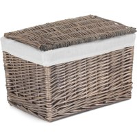 Taupe Wash Finish Storage Wicker Hamper Basket - Brown Grey