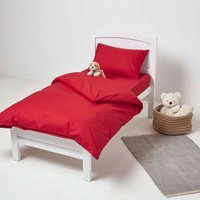 Egyptian Cotton Cot Bed Duvet Cover Set with Pillowcase 200 TC - Red