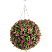 Best Artificial 38cm Pink Lily Hanging Basket Flower Topiary Ball - Pink