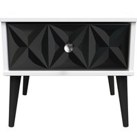 Pixel Ready Assembled 1 Drawer Bedside Cabinet - Deep Black & White Matt
