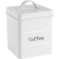Vintage Metal Kitchen Coffee Canister - Matte White