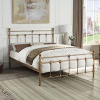 Bayford Traditional Victorian Metal Bed Frame - Antique Brass / King