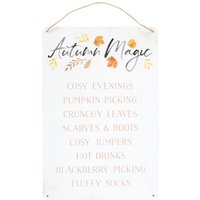 Autumn Magic Metal Hanging Sign - White