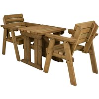 Hazels Wooden Outdoor Companion Table and Chairs Dining Set - Rustic Brown