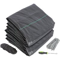 110gsm Weed Control Membrane with Pegs and Plates (2 Rolls) - Black / 25000cm