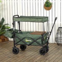 DURHAND Folding Trolley Cart Storage Wagon Beach Trailer - Green